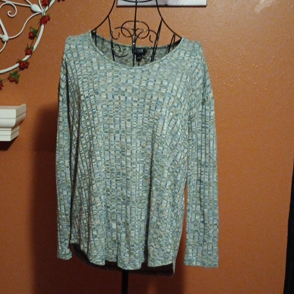 A.N.A. Blue Patterned Long Sleeve Top